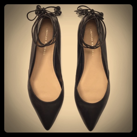 Loeffler Randall Shoes - Loeffler Randall Nappa Leather Black Lace-up Flats